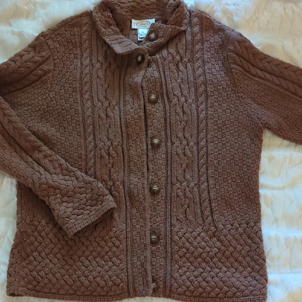 Talbots Taupe Cable Knit Sweater